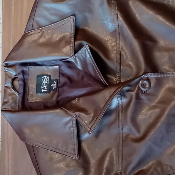 Tarea by Rue21 Brown Faux Leather Jacket L - Picture 3 of 6